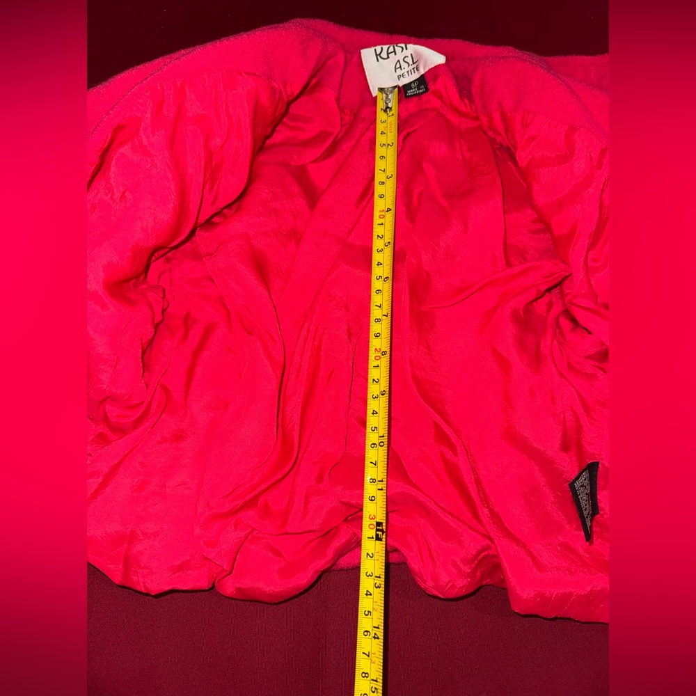 Vintage Petite Hot Pink 100% Wool Cropped Tailored Blazer - Picture 12 of 15